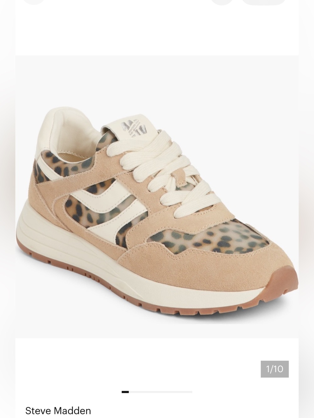 Steve Madden Women's Tan Suede Leopard-Print Lace-Up Sneakers